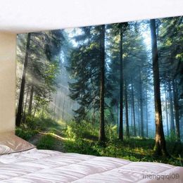 Tapestries Misty Forest Tree Printed Large Wall Tapestry Cheap Hippie Wall Hanging Bohemian Wall Tapestries Mandala Wall Art Decor R230713