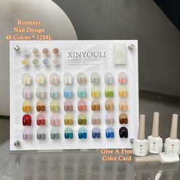 Rormays 48 Color Gel Nail Polish Set Summer New Popular Color Macaron Color Mixed Varnish Gel Solid Color Shiny UV LED Immersion Primer Nail Art Salon Gel Factory