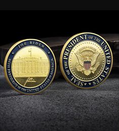 Arts and Crafts Spot wholesale gold coin White House Biden paint Colour gold plated Commemorative coin