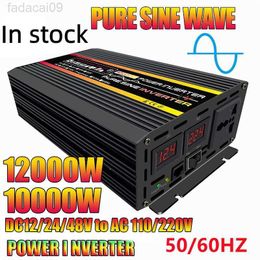 Jump Starter 800010000W LCD Display Solar Power Inverter 12V 24V 48V to 110V220V Pure Sine Wave Voltage Transformer Car Charge Converter HKD230710