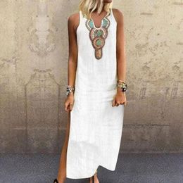 Casual Dresses Summer Bohemian For Ladies 2023 Loose Floral V-Neck Strap Maxi Tank Dress Beach Sundress Women