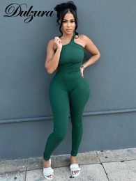 Capris Dulzura Autumn Ribbed Sexy Y2k Clothes One Shoulder Sleeveless Backless Bodycon Skinny Jumpsuit for Women Club Streetwear Romper