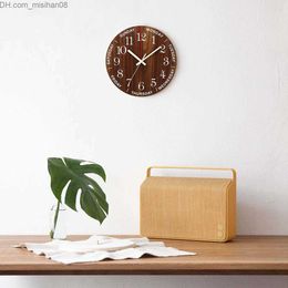 Wall Clocks 12 inch illuminated wall clock wooden mute light in the dark Nordic fashion mute no ticking sound night light decorative glow Z230710