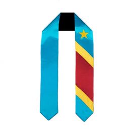 Banner Flags Dem Rep of the Congo Flag Graduation Sash Customized High-quality Satin Fabric Ceremony Graduation Stole 230707