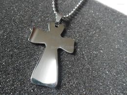 Pendant Necklaces 5pcs Free Chain 1.6'' Tall Flat Cross Necklace Stainless Steel For Men Boy Jewelry