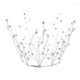 Hair Clips Bridal Crown European And American Exaggerated Leaf Accessories Crystal Baroque Round Crowns Wedding Headdress