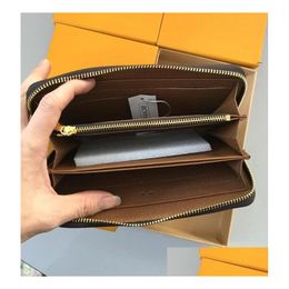 Wallets 2021 Fashion Women Clutch Wallet Pu Leather Single Zipper Lady Ladies Long Classical Purse With Orange Box Card 60017 Drop D Dh6Ez