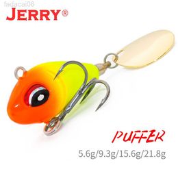 Yemler Jerry Puffer Metal Vib Vibrition Fishing Balıkçılık Spin Yanıp Sönen Yem Bıçağı Kuyruk 5.6G 9.3G 15.6G 21.8G Wobbler Lures Pesca Tackle HKD230710