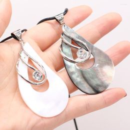 Pendant Necklaces Natural Freshwater Shell White Black Alloy Drop Shape Necklace Fashion DIY Jewelry Gift Mother Of Pearl