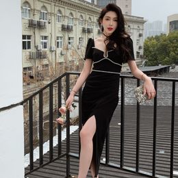 New S-elf Portrait Black Midi Dress Backless Bodycon Dress for Ladies