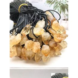 Pendant Necklaces Natural Yellow Crystal Necklace Energy Stone Healing Meditation Yoga Gift Wholesale Drop Delivery Jewelry Pendants Dhhau