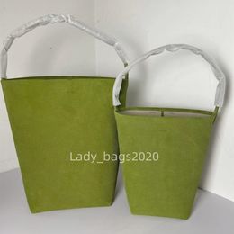 The Row Bucket Bag Axillary Totes Suede Green Large Capacity Handbag Smooth Leather Luxury Women Designer Bags Flat Shoulder Strap Closure Clutch Tote Purse