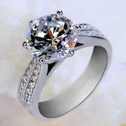 Luxury Designer Oversized Zircon Titanium Steel Ring Moissanite Engagement Rings For Women Wedding Party Jewelry