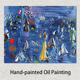 Abstract Oil Paintings Boats Raoul Dufy Canvas Reproduction Regatta at Cowes Hand Painted Picture High Quality for New House Decor