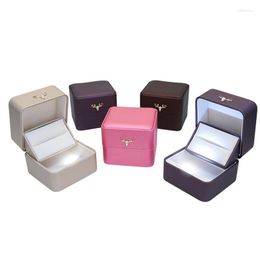 Jewellery Pouches Wedding LED Ring Pendant Box PU Leather Jewellery Package Display Gift Holder Case 2023 Arrivals Mass Customization