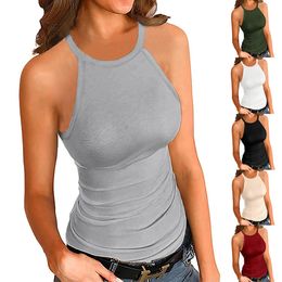 2023 Women's Tanks Europe America Summer Tees New Sexy Solid Thread Slim Fit Sleeveless Tank Top Camis