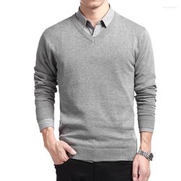 Men's Sweaters 2023 Autumn Sweater Men Long Sleeve Pullovers Man V Neck Fashion Male Loose Fit Knitting Clothing Korean Style Pullover