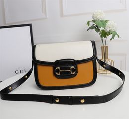 1955 Serisi Tasarımcı Çanta Eyer Çantası Klasik Seyahat Omuz Çantası Erkek ve Kadın Deri Renk Kontrast Tote Çanta Lüks Crossbody Çantası 602204 Bit Moda Çantası 25cm