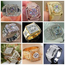 Wedding Rings Wholesale White Zircon Full Crystal For Women Men Hip Hop Engagement Ring Jewellery Size 5-12