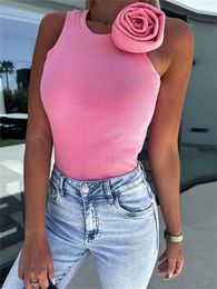 Women's Tanks Tossy Floral Solid Casual Tank Top Pullover Basic Sleeveless High Street Female Cute Crop Tops Slim Summer 2023 Women Y2k