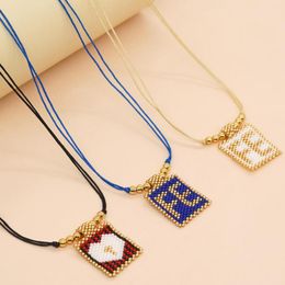 Pendant Necklaces Adjustable Rope Chain Necklace Handmade Fe Letter Beaded Miyuki For Women Teen Girl Boho Summer Jewelry