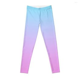 Active Pants Pink And Turquoise Ombre Leggings For Fitness Women Gym Workout Shorts