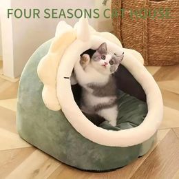 Cat Bed Warm Pet Basket Cosy Kitten Lounger Cushion Cat House Tent Semi-enclosed Cat Nest