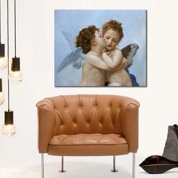 Classical Portrait Oil Paintings of First Kiss William Adolphe Bouguereau Canvas Art Traditional Handmade Home Decor