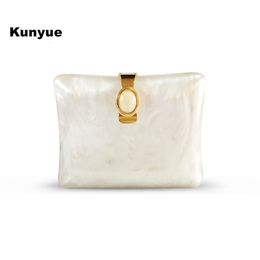 Evening Bags Shell Brand Designer Pearl Acrylic Luxury Lady Solid White Clutch Purse Vintage Party Prom Cute Casual Handbags 230711