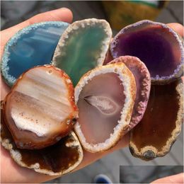 Charms 40-55Mm Natural Blue Red Green Purple Agate Slice Wind Bell Tablet Sweater Chain Pendant Home Ornaments Drop Delivery Jewellery Dhwpl