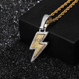 Pendant Necklaces Iced Out Bling Light Pendant Necklace With Rope Chain Copper Material Cubic Zircon Men Hip Hop Jewellery x0711