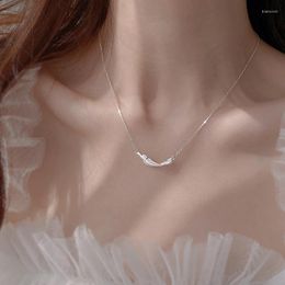 Chains Fashion Zircon Feather Charm Pendant Necklace For Women Egirl Clavicle Chain Aesthetic Y2K Jewelry Dz956