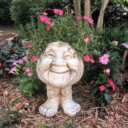 In StockMuggly's The Face Garden Statue Planter Outdoor Garden Home styles Antique White Grumpys Granny The Muggly Face Statue L230620