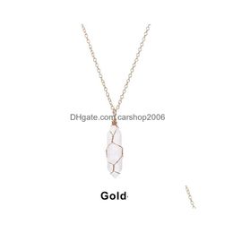 Pendant Necklaces Hexagonal Cylindrical Crystal Necklace Natural Stone Wire Wrap For Women Men Fashion Jewelry Drop Delivery Pendants Dhewt