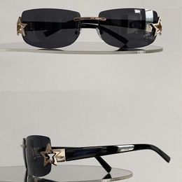 Sunglasses Steampunk Y2K Wrap Around Women 2000'S Rimless Sun Glasses Female Goggle Fashion Brand Designer Eyewear Shades UV400