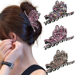 Butterfly Rhinestone Hair Clip Claws Shiny Ponytail Hairpin Temperament Hair Crabs For Women Fashion Hair Accessories