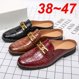 Slippers Luxury Half Shoes For Men Mule Loafers British Mens Casual Leather Italian Brand Designer Black Sandals 38 47 230710