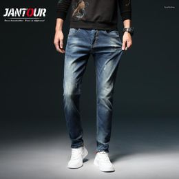 Men's Jeans Brand Autumn Winter Slim Elastic Retro Italy Fashion Classic Style Denim Pants Trousers Male