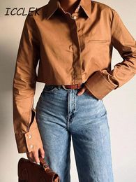 Women's Blouses Shirts Icclek Female Clothing Fashion Woman Blouses Cropped Tops Short Streetwears White Shirts Clearance Traf Tops 230710