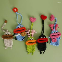 Keychains Funny Unique Knitted Sausage Mouth Design Key Holder Useful Keyrings With Storage Bag Cute Doll Wholesale