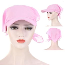 Ball Caps Solid Candy Colour Outdoor Windproof And Sunscreen With Brim All Cotton Printed Headscarf Bulb Hat Baseball Cap A