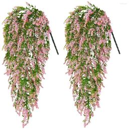 Decorative Flowers 55cm Artificial Lavender Hanging Plants Rattan For Yard Front Door Home Bedroom Wedding Wall Garage Office Decor