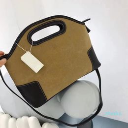 Brown casual handbag Unisex style designer bags Mens womens Retro suede leather Splicing Totes fashion shopping pocket with thin strap