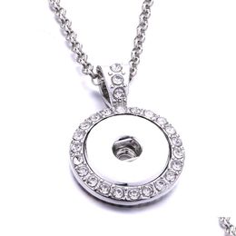 Pendant Necklaces Fashion Heart Crystal Snap Button Necklace 18Mm Ginger Snaps Buttons Charms With Stainless Steel Chain For Women J Dhied