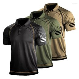 Men's Polos Military Tactical T-shirt Men Polo Shirt US Army Short Sleeve Hunting Hiking Clothing Tops Tees Outdoor