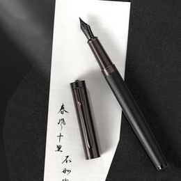 Fountain Pens HERO Metal Black Forest Pen Classic Design Fine 038mm Nib Tree Texture Holder Writing Gift School Stationery 230707