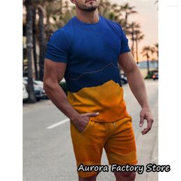 Men's Tracksuits Summer Fashion Tracksuit 2 Pieces T-Shirt Shorts Set Casual Suit Male Outfit Oversized Clothing Outdoor Streetwear