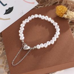 Charm Bracelets French Vintage Ins Style Baroque Irregular Heart Pearl Bracelet For Women Fashion Personality Aesthetic Pendant Accessories