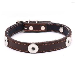 Charm Bracelets 45cm Brown PU Leather Dog Collars Snap Button Pet Supplies (fit 18mm 20mm Snaps) NF098