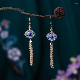 Dangle Earrings Fashion Ethnic Antique Vintage Long Tassel Cloisonne Wholesale